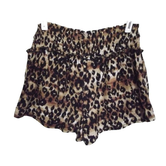 Derek Heart Shorts Jr Large Animal Print Soft Knit stretch shirred drawstring - Picture 5 of 7